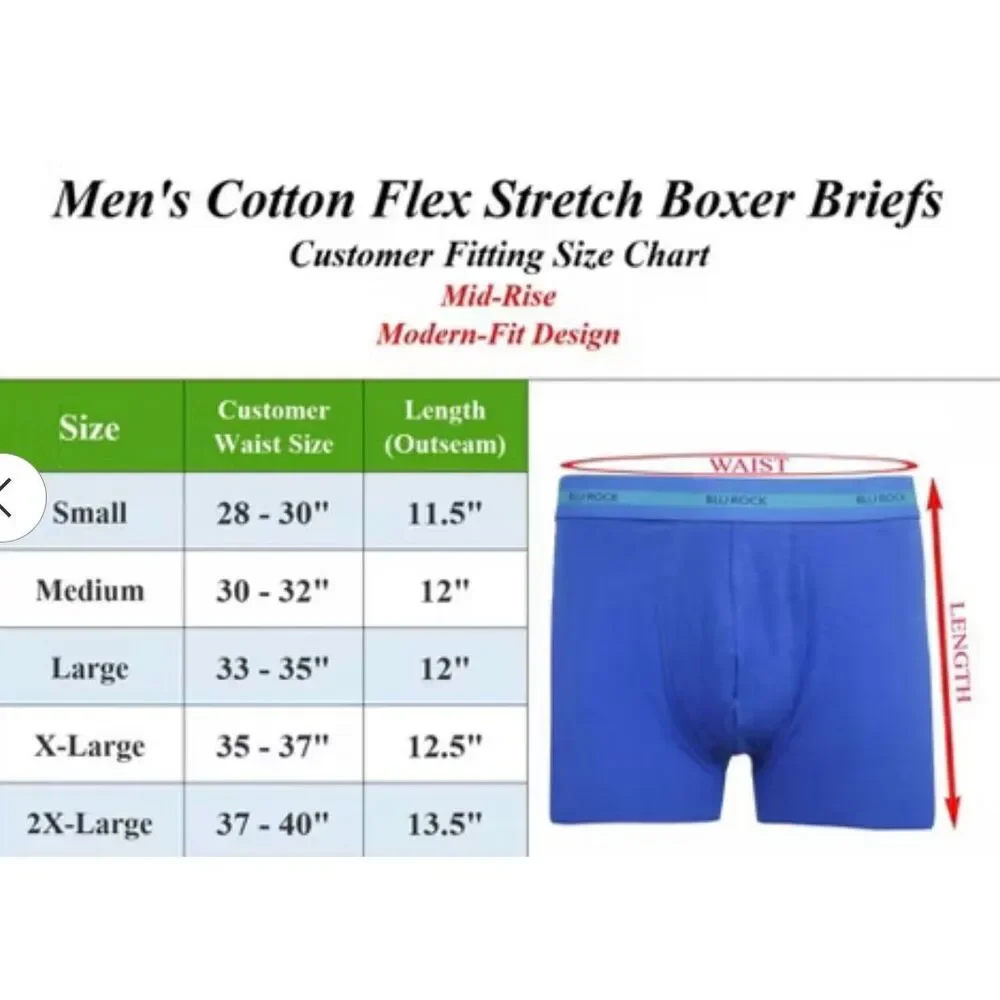 BLU ROCK - NWT 3 Pair Men's Boxer Briefs, Size XL, 95% Cotton/5% Spandex